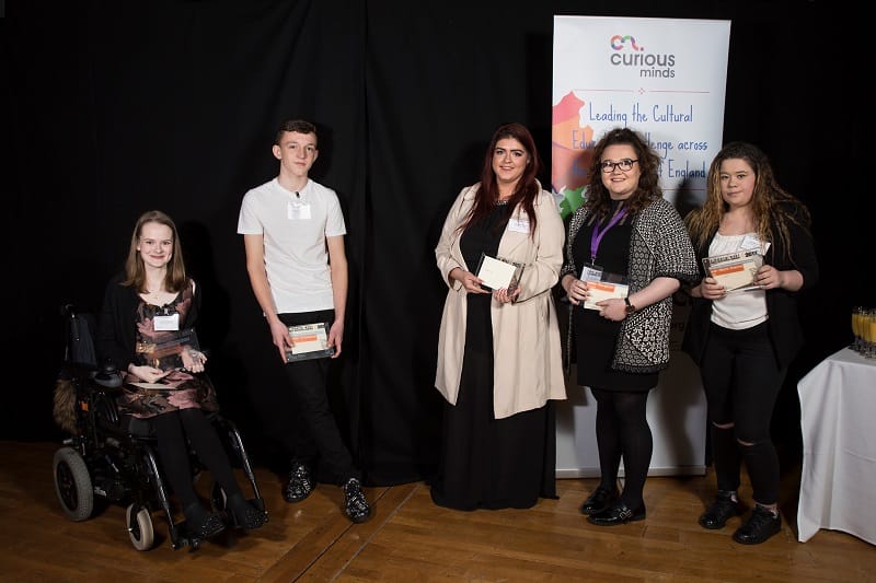 Courteney Johnson (centre) with other recipients of The Chris May Award for Personal Achievement at the NW Cultural Education Awards ceremony in Preston.
