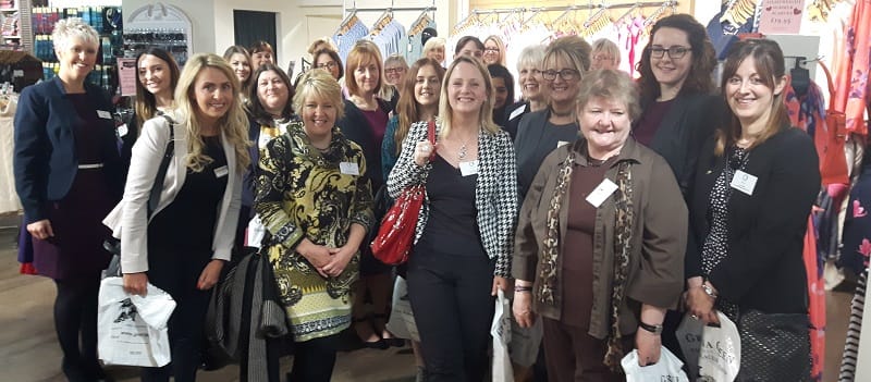 Sally Gillespie, far left with the #WomeninBusiness from @cumbriachamber viewing the new Gretna Green collection of @Joulesclothing