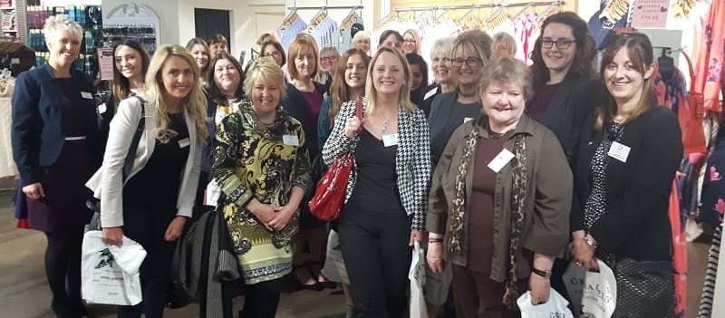 Sally Gillespie, far left with the #WomeninBusiness from @cumbriachamber viewing the new Gretna Green collection of @Joulesclothing 