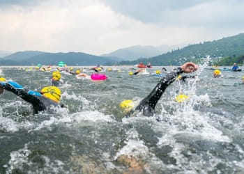 Swimmers bask in the sunshine at the Great North Swim