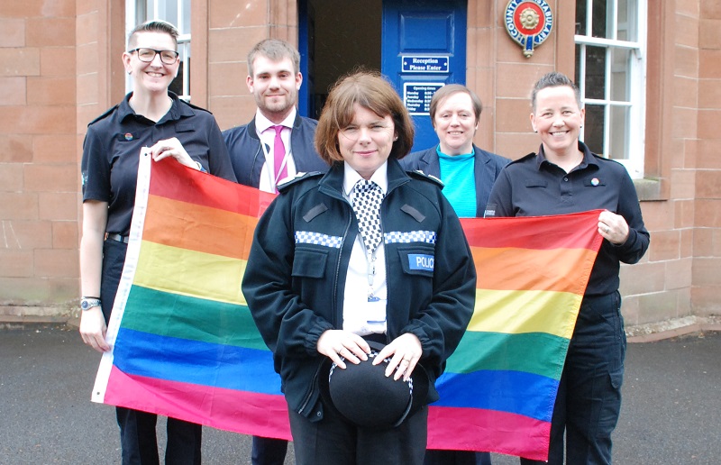 (centre, front) DCC Michelle Skeer; (from left) Sgt Gaynor Taylor, PC Ian Garratt, Helen Grainger and Claire Benson.