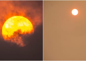 Hurricane Ophelia turns the Sun red over Cumbria
