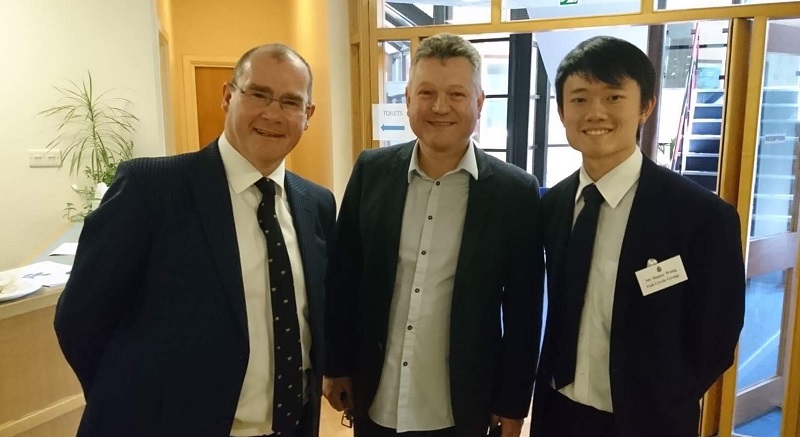 Copeland mayor Mike Starkie (centre), with Mark George, chair of governors (left) and Danny Wang, CEO of Funding Circle Education (photo DK Powell)