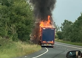 Emergency services dealing with A66 lorry fire