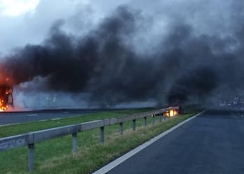 Crane fire closes M6