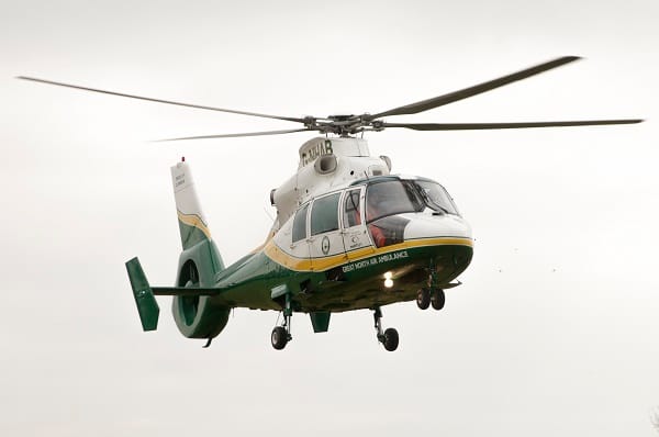 An air ambulance is on scene after a crash in south Cumbria. 