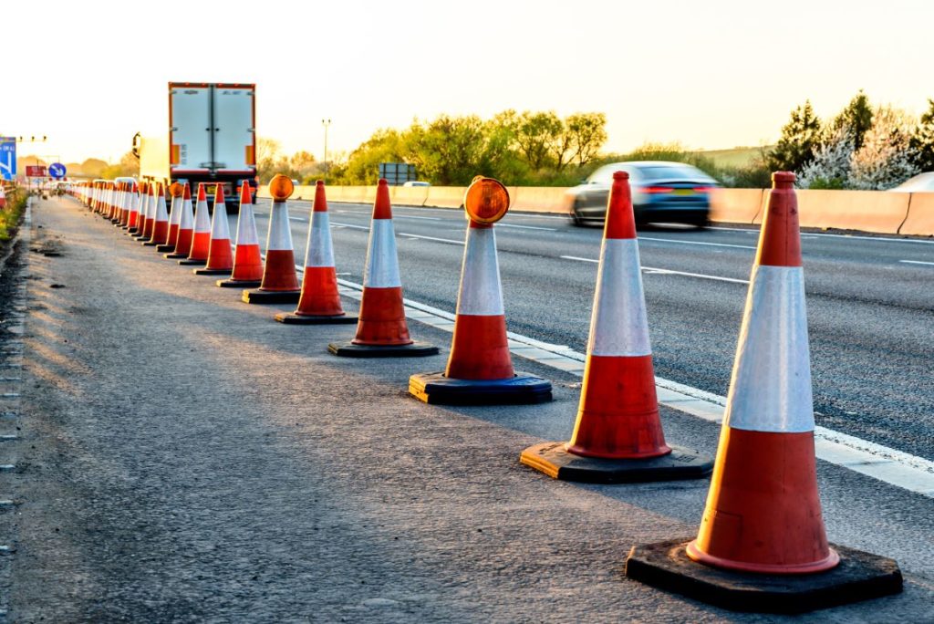 Police warn of near misses in A66 roadworks area. Pictured is a generic series of traffic cones on a road
