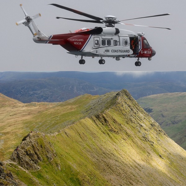 (top) Coastguard rescue helicopter (bottom) Helvellyn