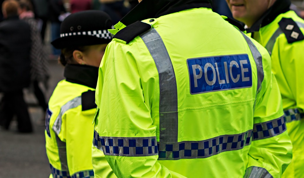 Police officers in high visibility jackets