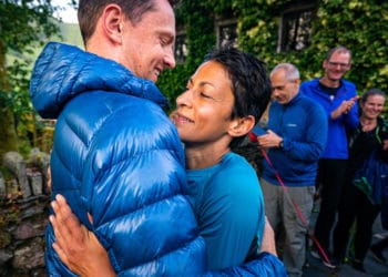 Sabrina Verjee celebrates her successful Wainwrights round with husband Ben-Turner