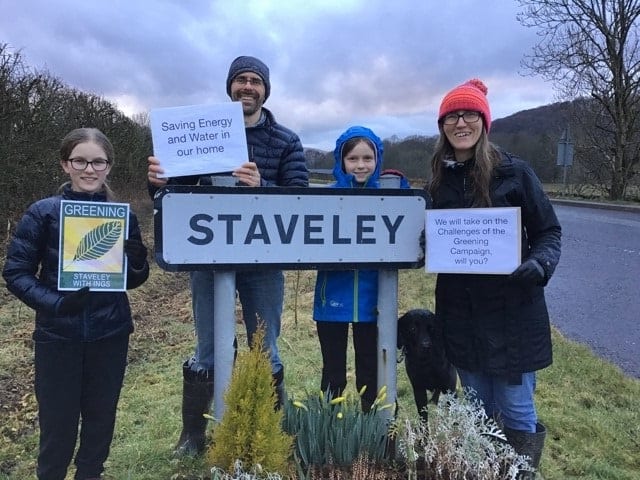 The Muir family – mum Fran, dad Alistair and daughters Amelie and Olivia, and Wilbur the dog – took part in The Greening Campaign in Staveley