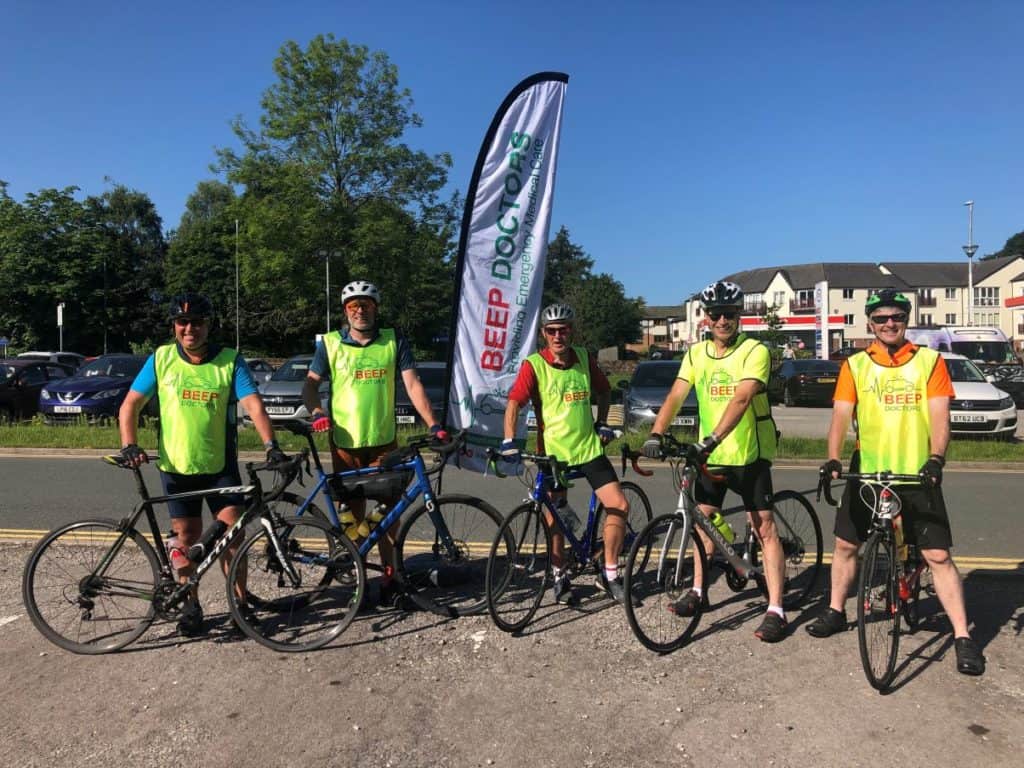 BEEP Doctors bike ride - Chris Gasgarth, Nigel Harling, Will Ripley, Dr. Theo Weston and Rob Douglas from West Lakes Rotary Club