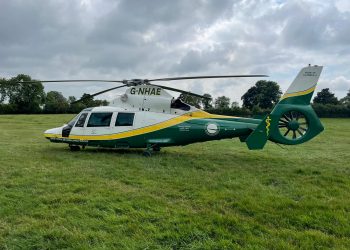 Patient airlifted to hospital after motorcyclist and pedestrian collision