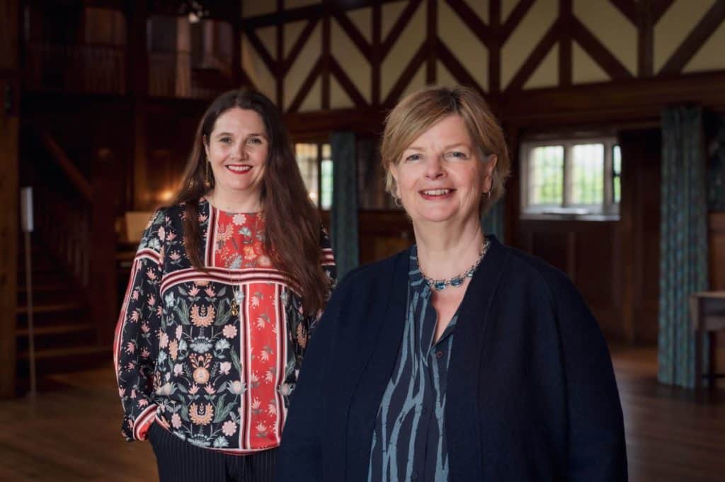 Rhian Harris, left, welcomes Diane Reid, right, to Lakeland Arts
