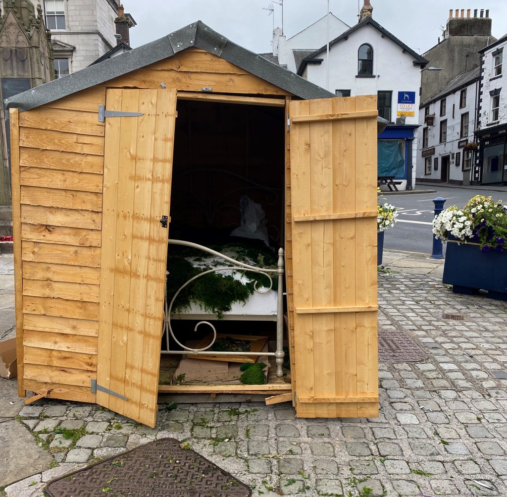A male has been arrested on suspicion of criminal damage after a shed was damaged at the top of Market Street in Ulverston. 