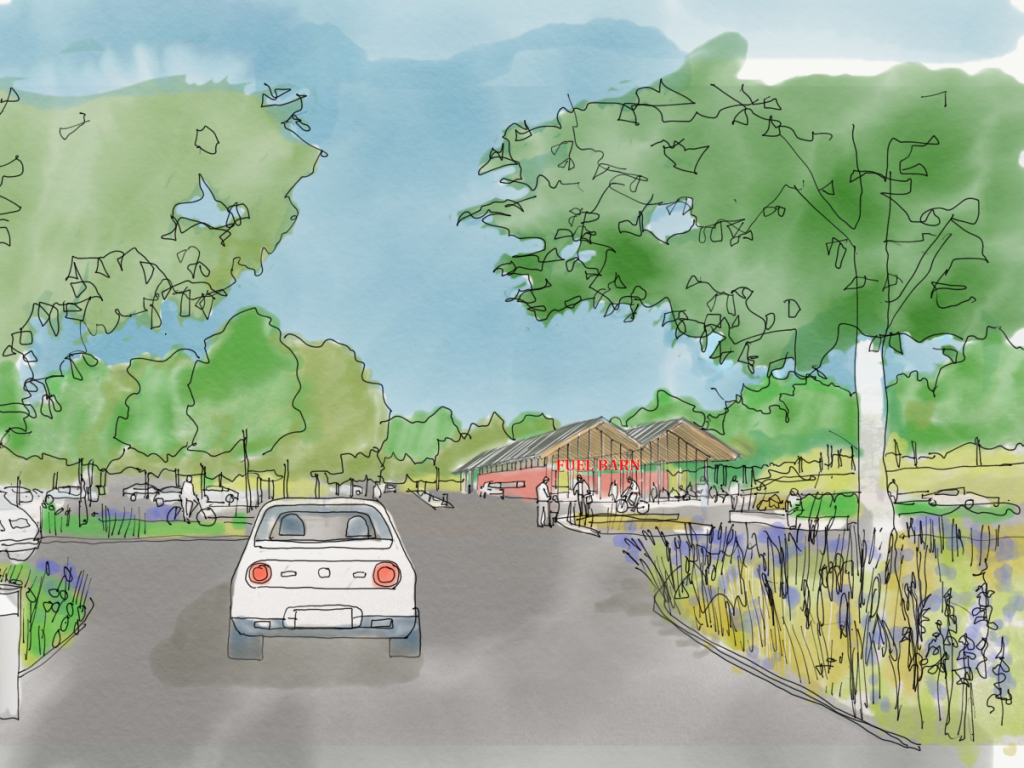 Artist's impression of the fuel barn at new services planned for Cheshire