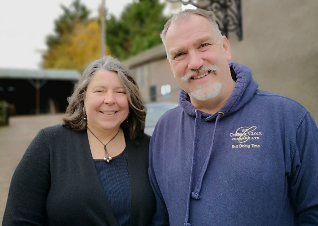 Keith and Lynn Scobie-Youngs of The Cumbria Clock Company