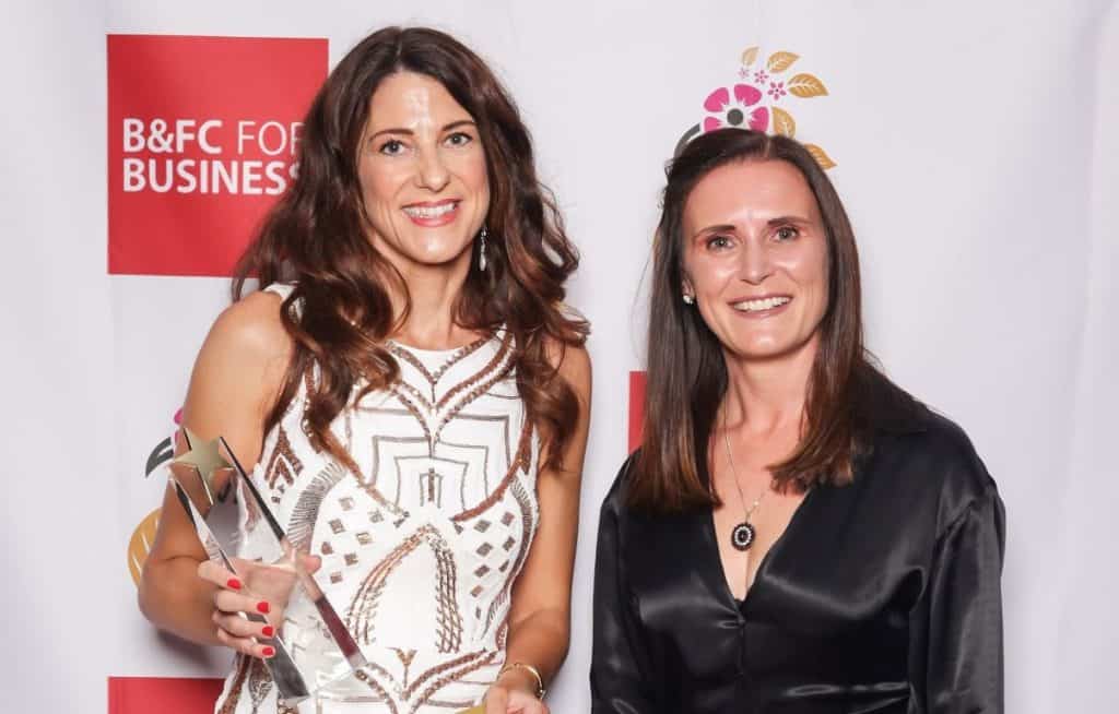 10th Anniversary Enterprise Vision Awards Professional Services Winner Angela Horn of THW Estate Agents with Amy Lancaster-Hall of Porsche Centre Preston