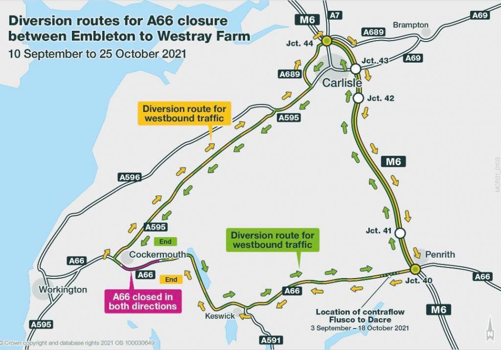 A66 stretch closed for roadworks cumbriacrack