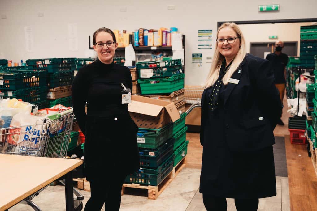 Stephanie Humes (left), manager at Carlisle Foodbank, with Helen Jelly, manager at Newcastle Building Society’s Carlisle branch