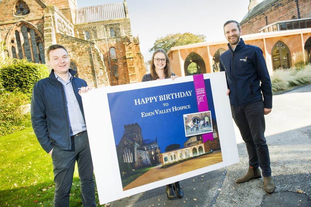 Giant birthday cards are circulating around Carlisle to celebrate the 30th anniversary of Eden Valley Hospice.