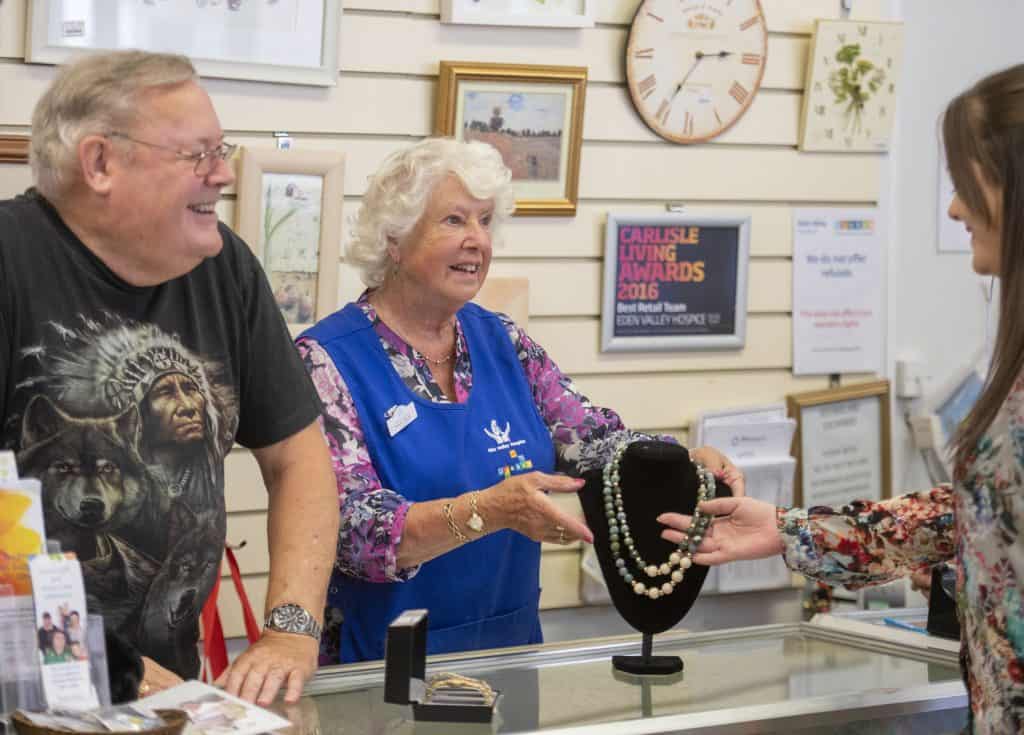 Eden Valley Hospice shop, Lonsdale St, Carlisle. Team leader Alex Anderson with volunteer Patricia Wright. Picture: Jonathan Becker