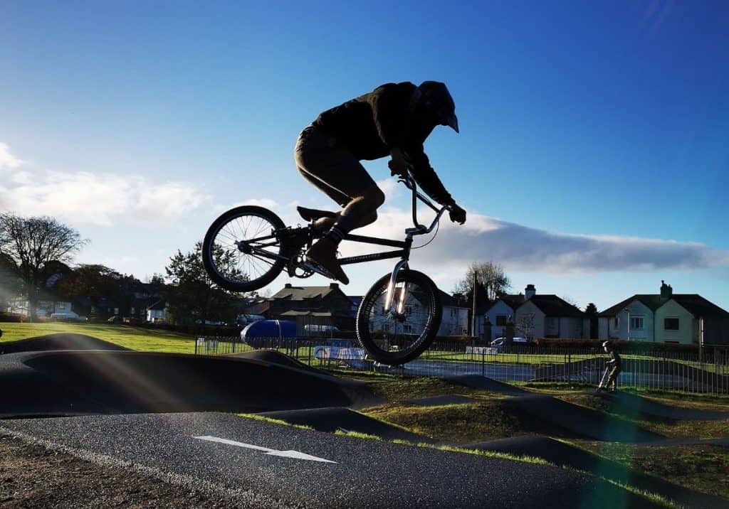 Morgan Doughty, BMX freestyle rider and Windermere Park For All committee member, in action at the Queen’s Park pump track (Picture: David Rucker Photography)