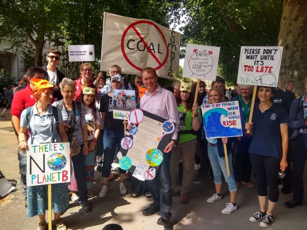Tim Farron with local environmental campaigners from Cumbria down in Westminster