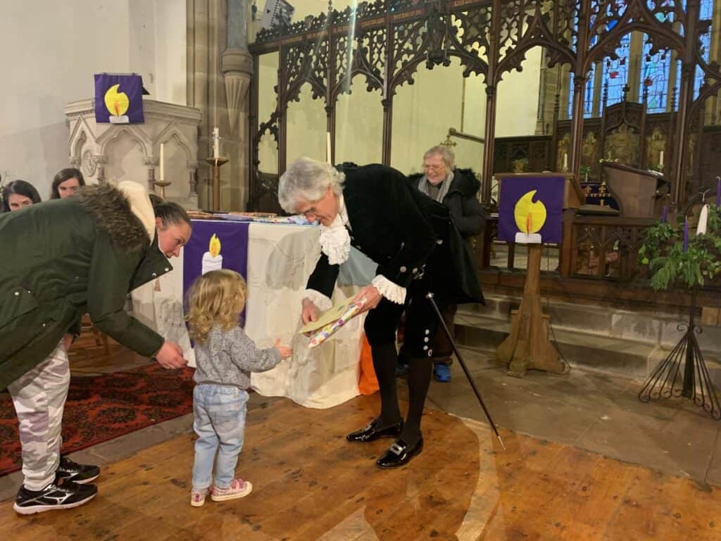 St. Augustine of Canterbury Church where the High Sheriff of Cumbria, David Beeby, was handing out the prizes for the Autumn on Alston Moor art competition