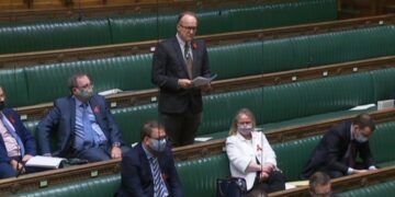 Penrith and the Border MP Neil Hudson asks a question in Parliament
