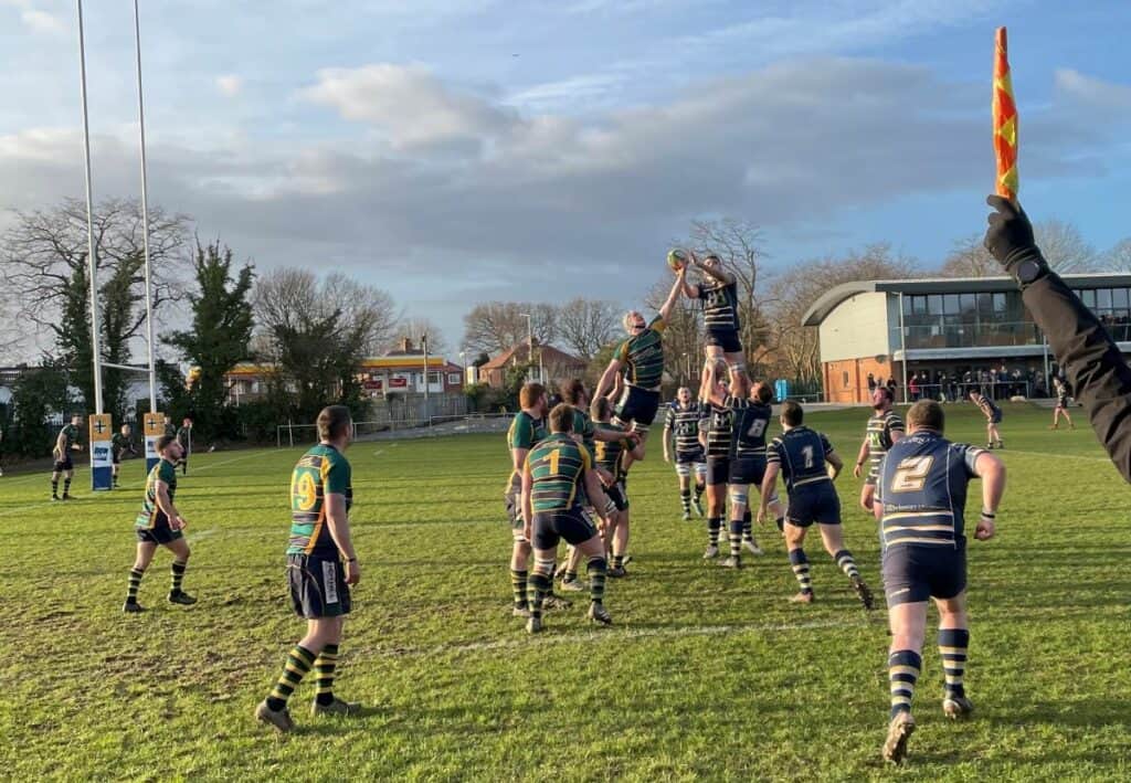 A line-out steal for Keswick in their match at Anselmians. Picture: Allan Lambert