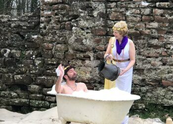 Emperor pops into Ravenglass for bath ahead of Hadrians Wall celebrations
