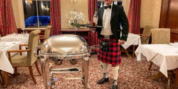 Tony Belli of Lake District Hotels, with the silver carving trolley, which will be used during the Borrowdale Hotel's Burns Supper