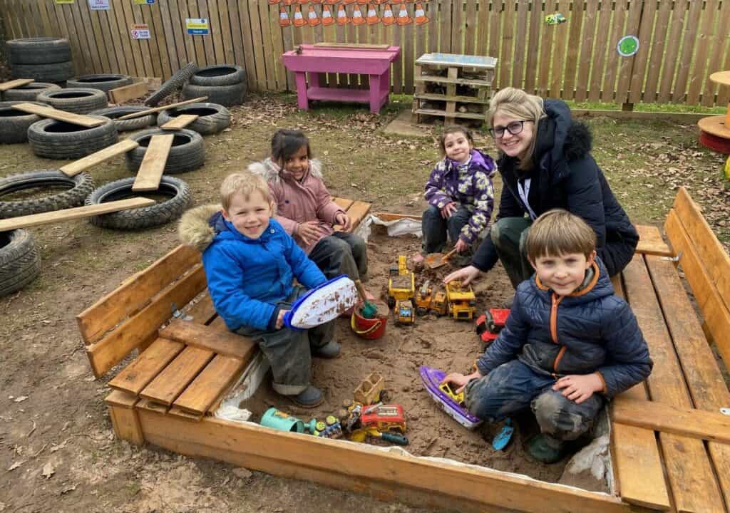 Early years children in the garden at Yanwath Primary School. The school has been rated as 'good' by inspectors