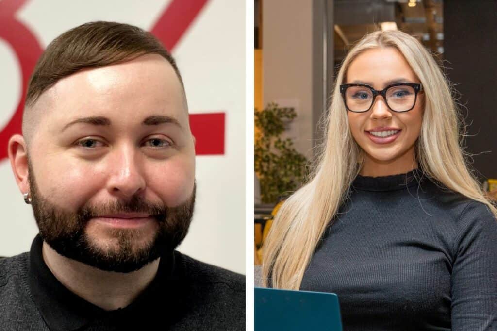 Matt McVeigh and Georgia Stretton, new employees at PR agency 32West