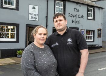 Rebecca and Joseph Richards, outside the Royal Oak in Beckermet