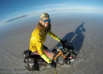 Adventurer Jamie Ramsay during his Salar de Uyuni challenge in 2017