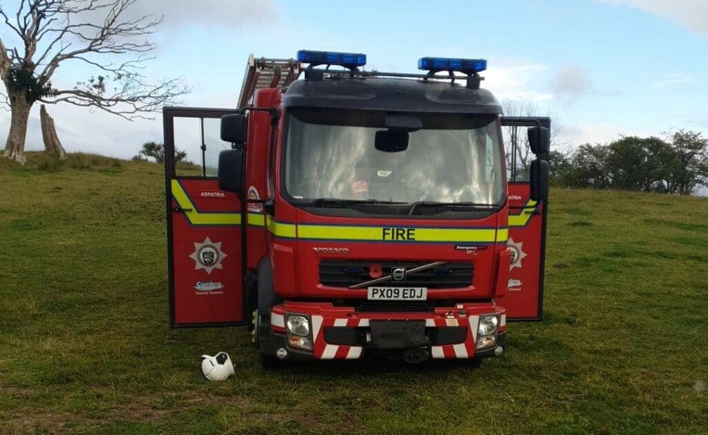 Oxygen was given to a casualty after a fire in a West Cumbrian village. Pictured is Cumbria Fire and Rescue Service fire engine
