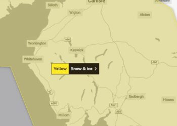 A Met Office yellow weather warning for snow and ice has been issued for Cumbria