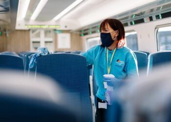 A member of the TransPennine Express cleaning-team. Picture: Stuart Bailey