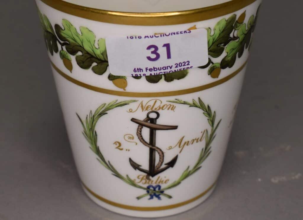 A porcelain coffee can or beaker (pictured), standing shy of 10cms high, has sold for £3,200 at auction.