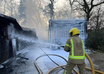 In pictures: Firefighters tackle tool sheds blaze
