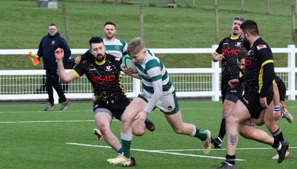 Jamie McNaughton was able to attack a gap in the defensive line to score the first of his two tries