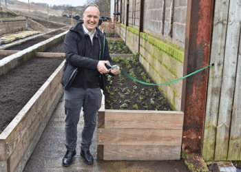 Dr Neil Hudson, MP for Penrith and The Border, officially opens the Lake District’s largest native tree and wildflower nursery at RSPB Haweswater.