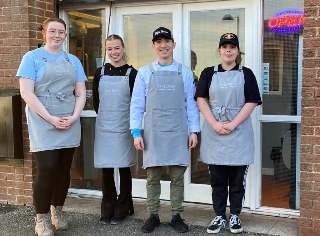 The Deja Brew team outside their new cafe in Whitehaven
