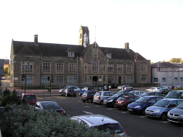 Magistrates Court, Carlisle. Pictured from the Civic Centre car park and with cars parked in the foreground