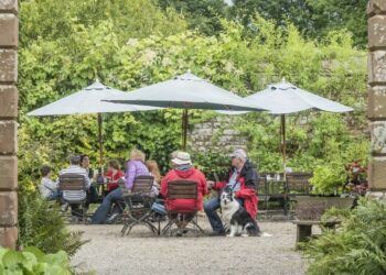 The courtyard outside the cafe at Acorn Bank. Copyright National Trust. Pictures: Steward Smith