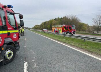 M6 closed after one-vehicle crash