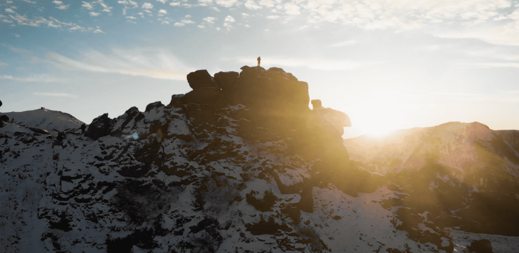 A screenshot from the film Solo Hiking in Ukraine