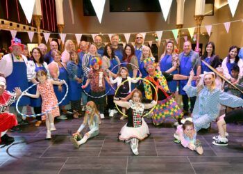 Carers enjoying a circus-themed party at Blackpool Tower